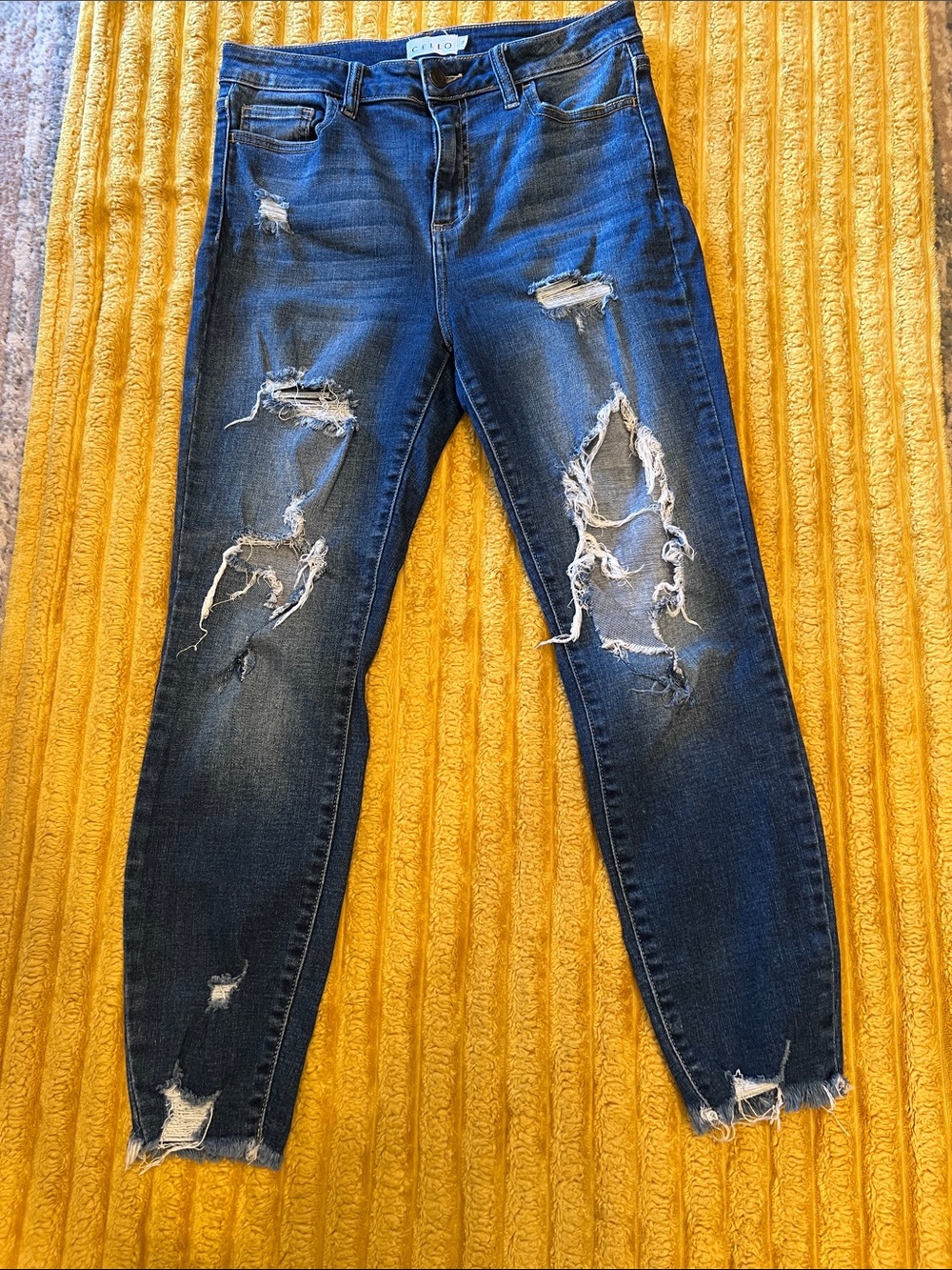 Cello Dark Blue Distressed High-Rise Skinny Jeans